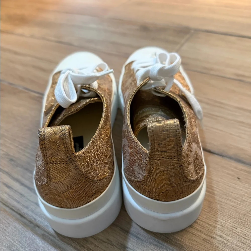 Dolce & Gabbana Gold Metallic Sneakers Platform Logo EU 37.5 (~ US 7 / US 7.5)